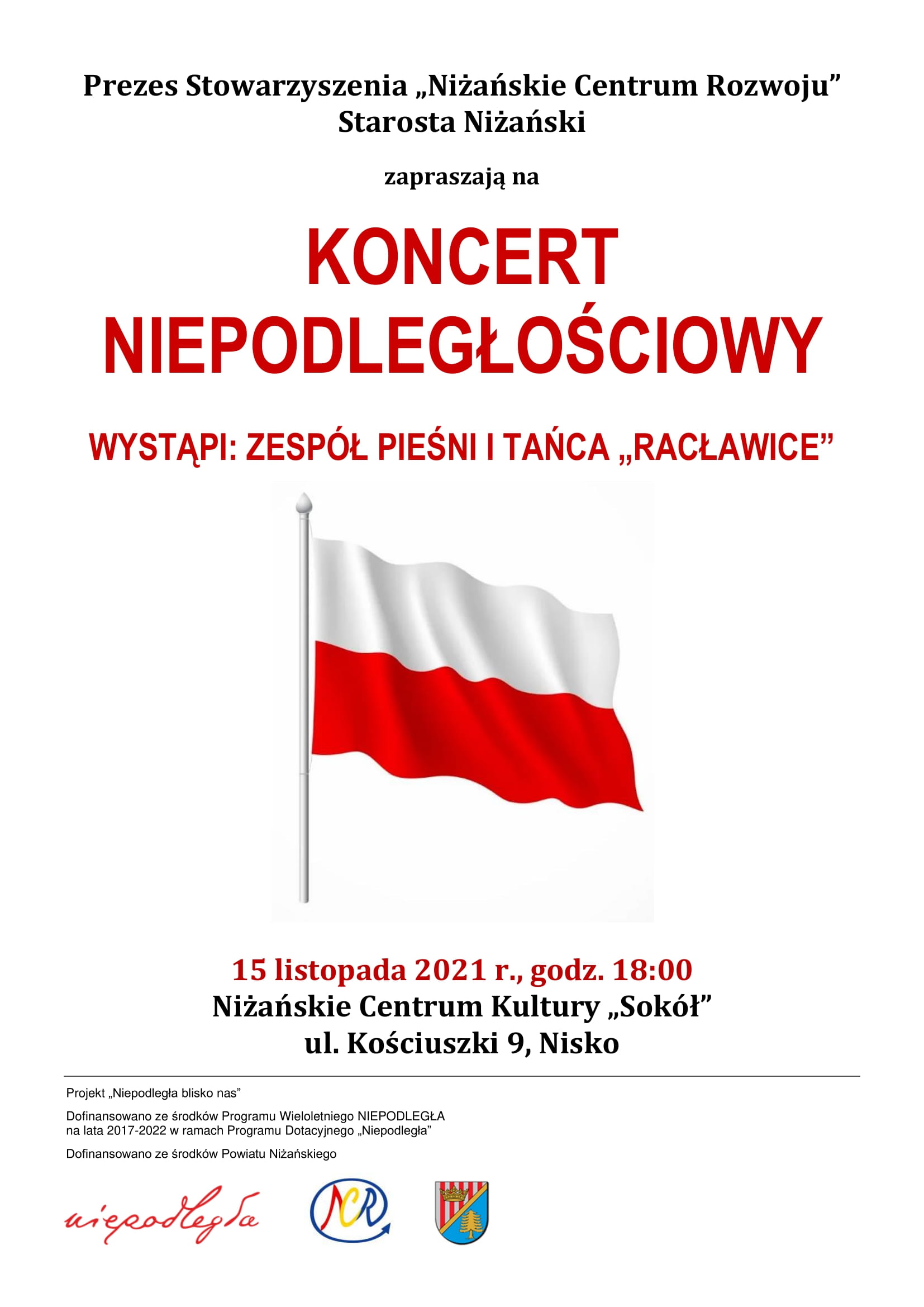 Plakat zaproszenie na koncert niepodległościowy